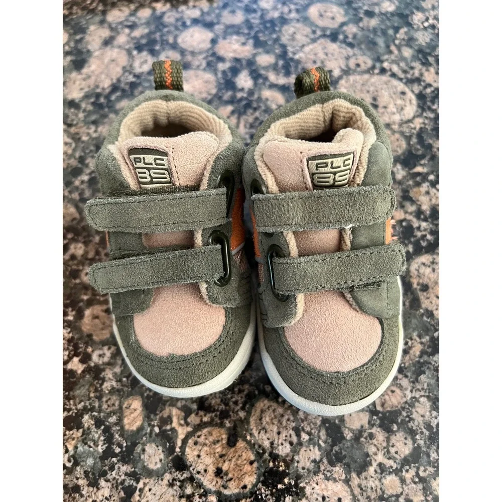 The Childrens Place Toddler Sneakers Olive Green Orange Straps Established 89